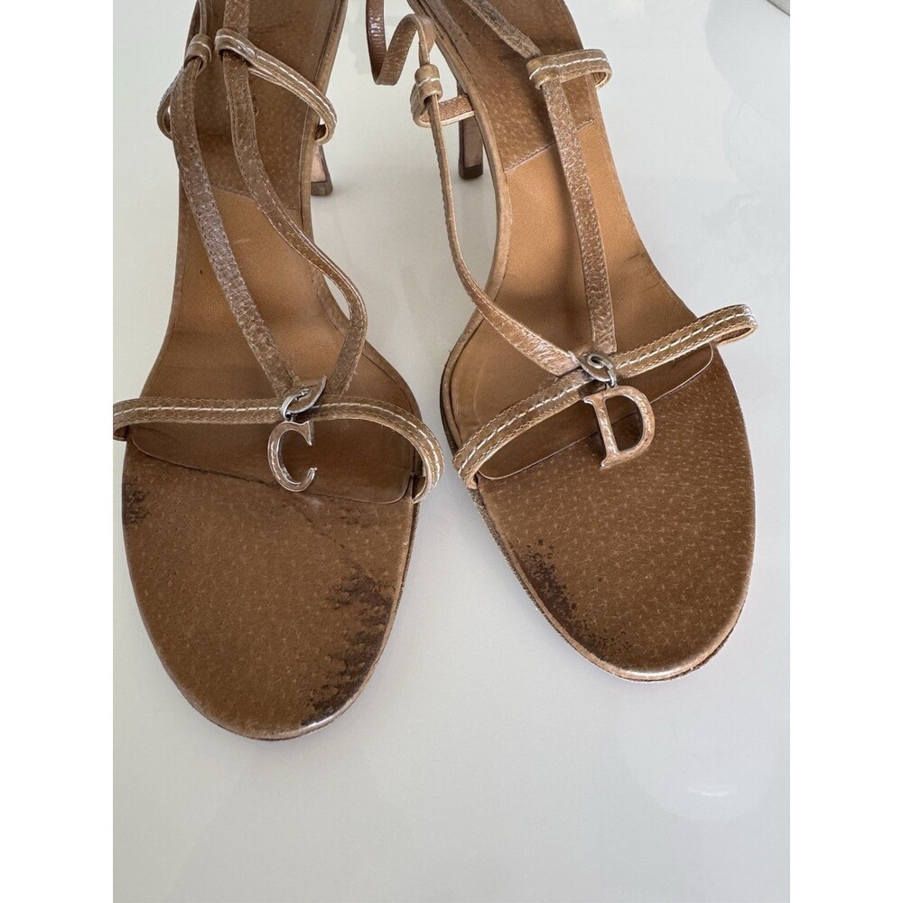 Christian Dior Vintage Galliano CD Charm Brown Leather Strappy Heels EU 41 Shoes - Picture 3 of 9